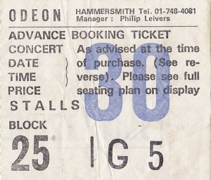 Judie Tzuke ticket - front